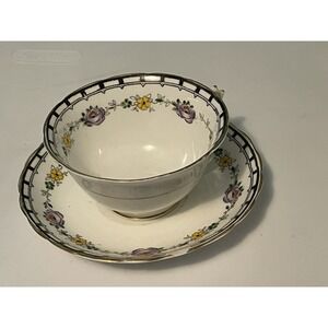 Vtg tuscan china Floral Cup and Saucer